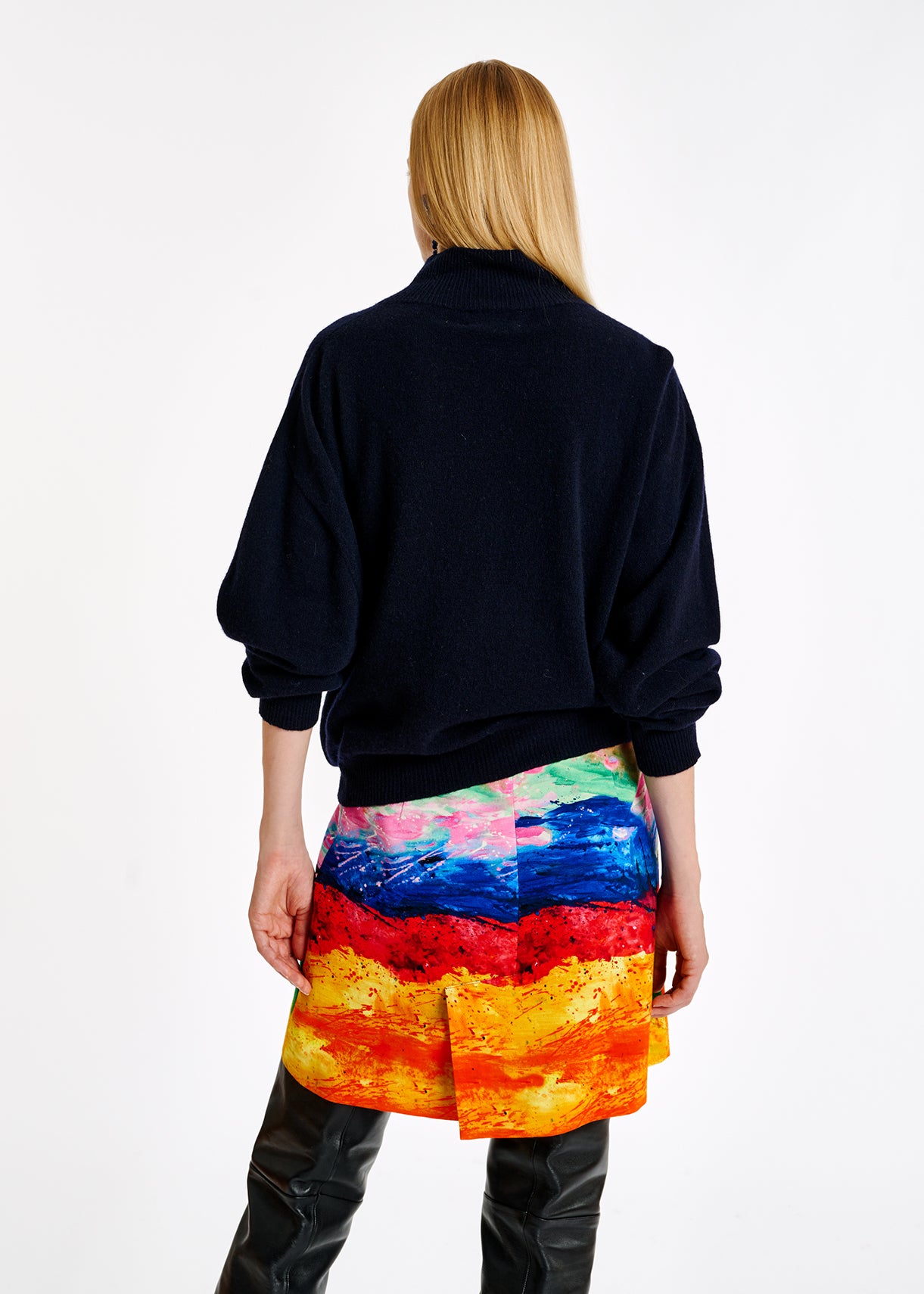 Pull à col roulé bleu foncé en mélange de mérinos RE—SSENTIEL | Essentiel second hand