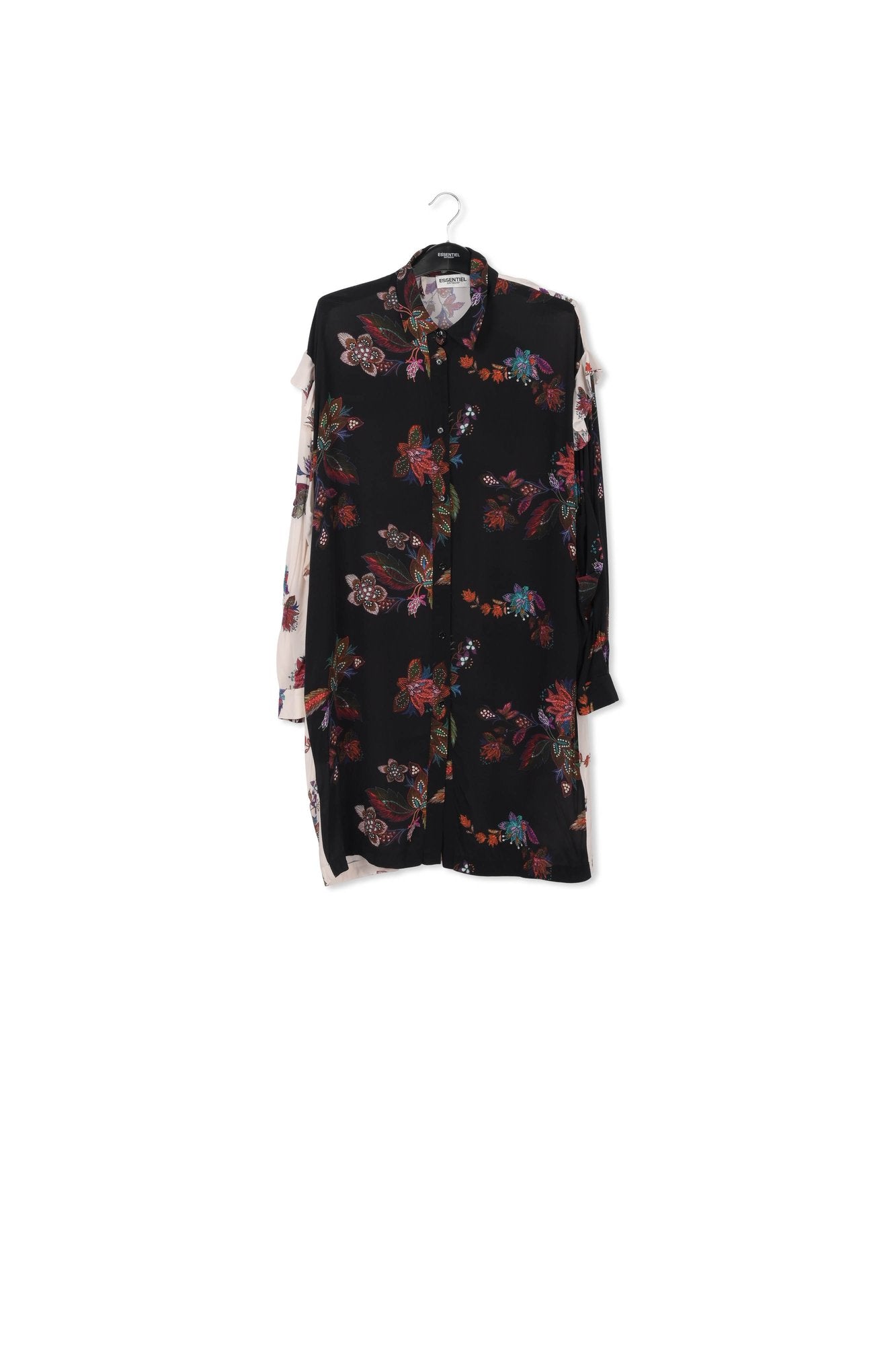Black and white shirt dress with floral print RE—SSENTIEL | Essentiel second hand