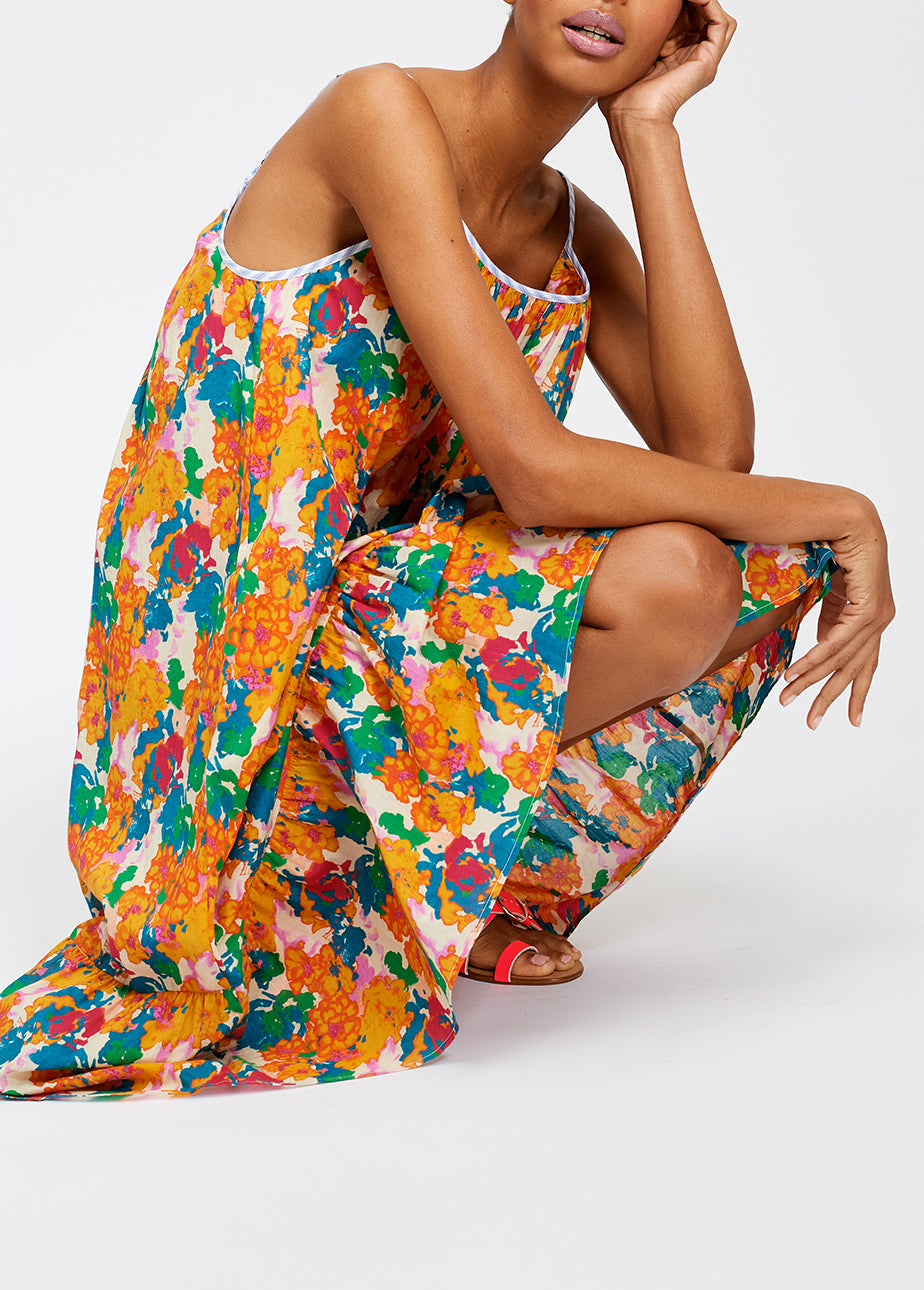 Multicolored floral-print midi dress RE—SSENTIEL | Essentiel second hand