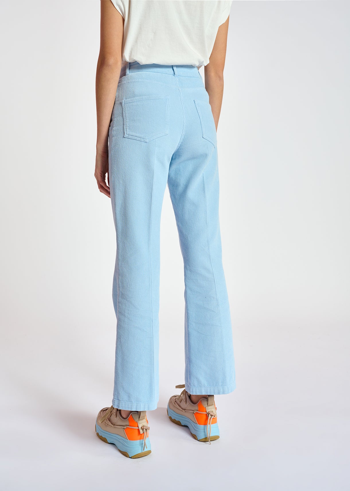 Light blue cotton-corduroy flared-fit pants RE—SSENTIEL | Essentiel second hand