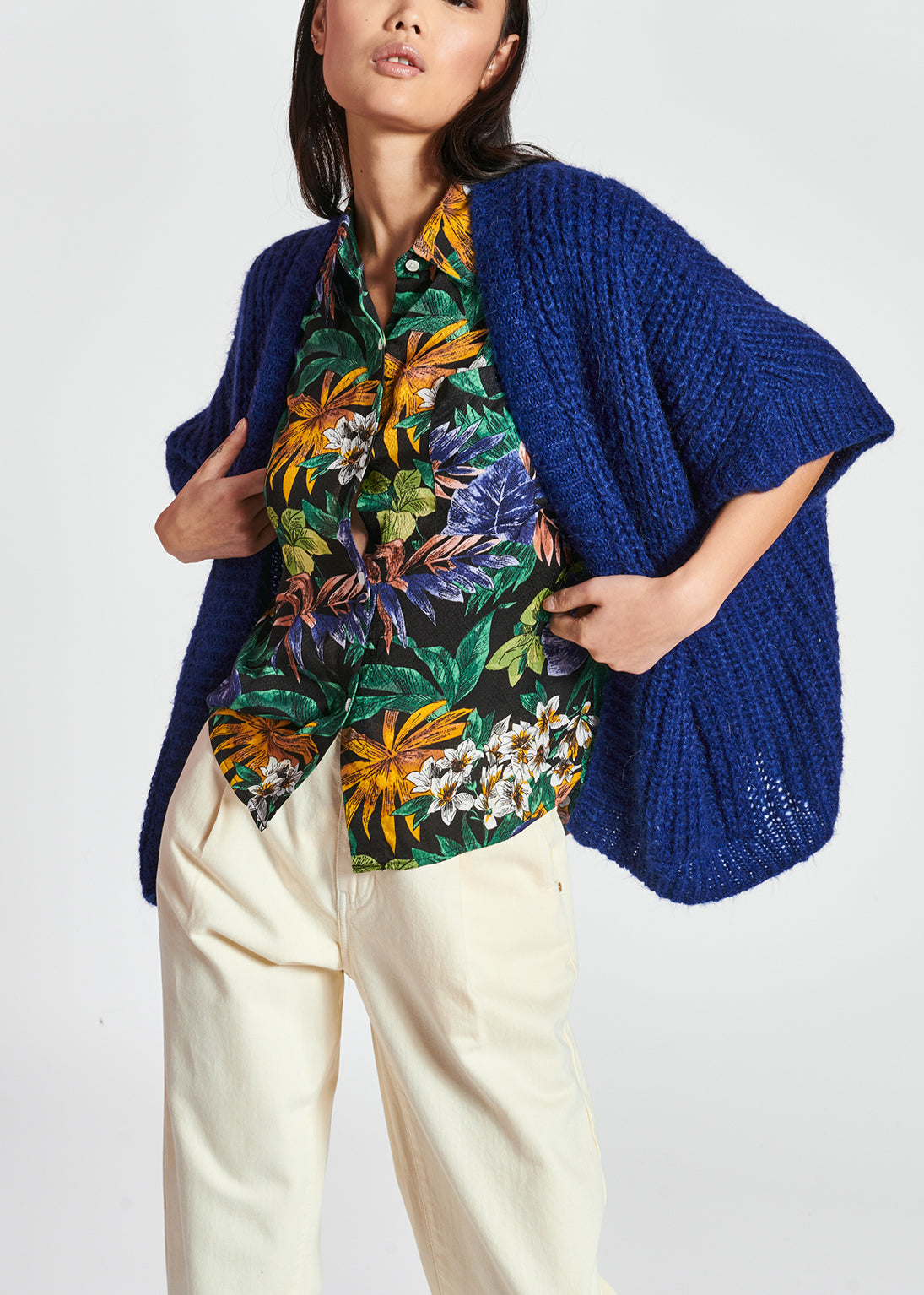 Blue mohair-blend cardigan RE—SSENTIEL | Essentiel second hand
