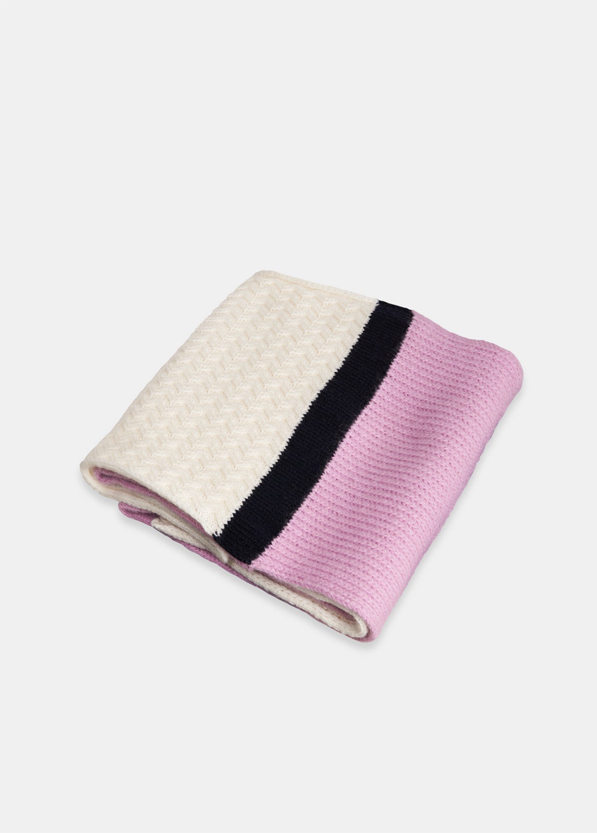 White and lilac two stitch knit scarf RE—SSENTIEL | Essentiel second hand