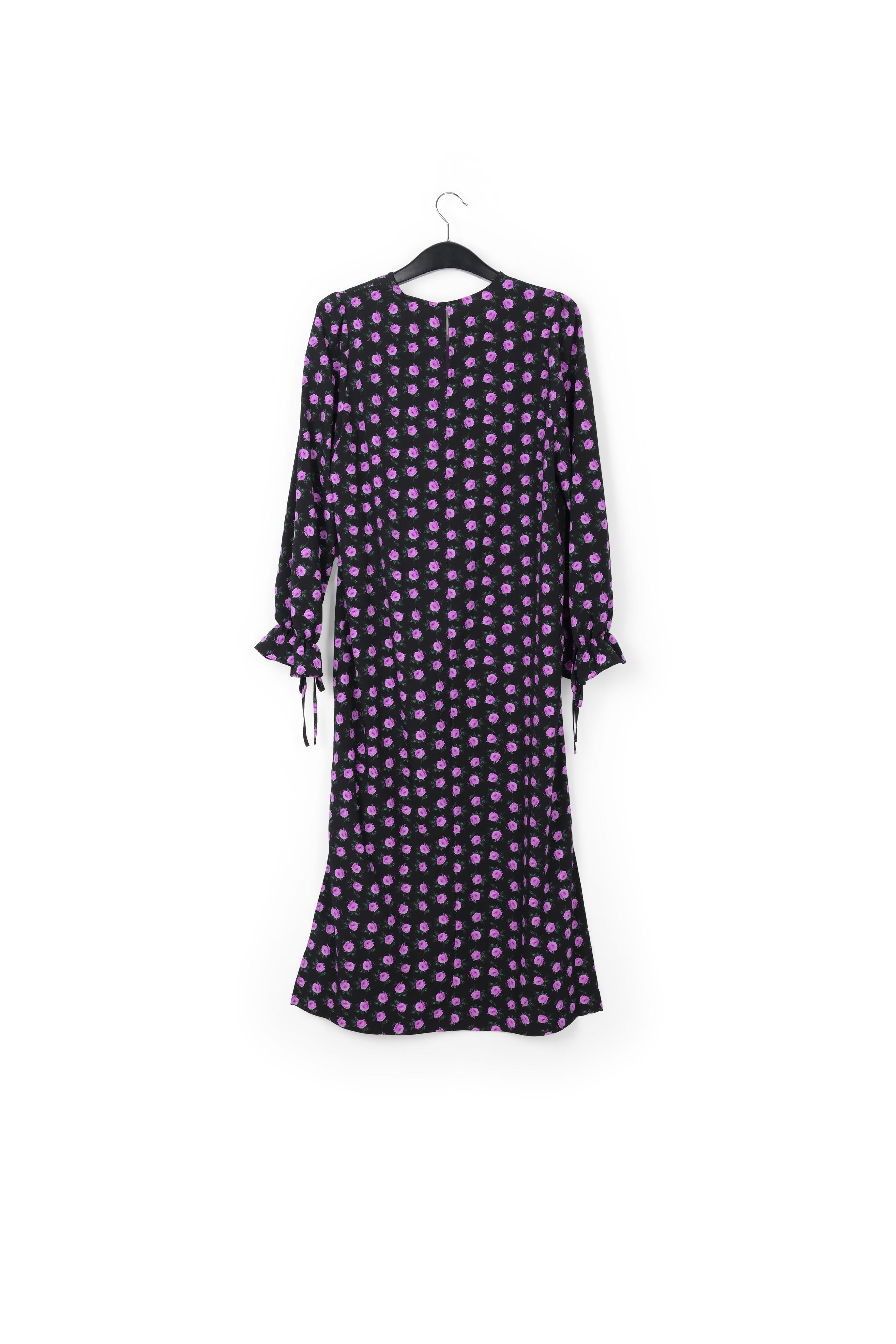 Robe midi ceinturée à imprimé floral noire RE—SSENTIEL | Essentiel second hand