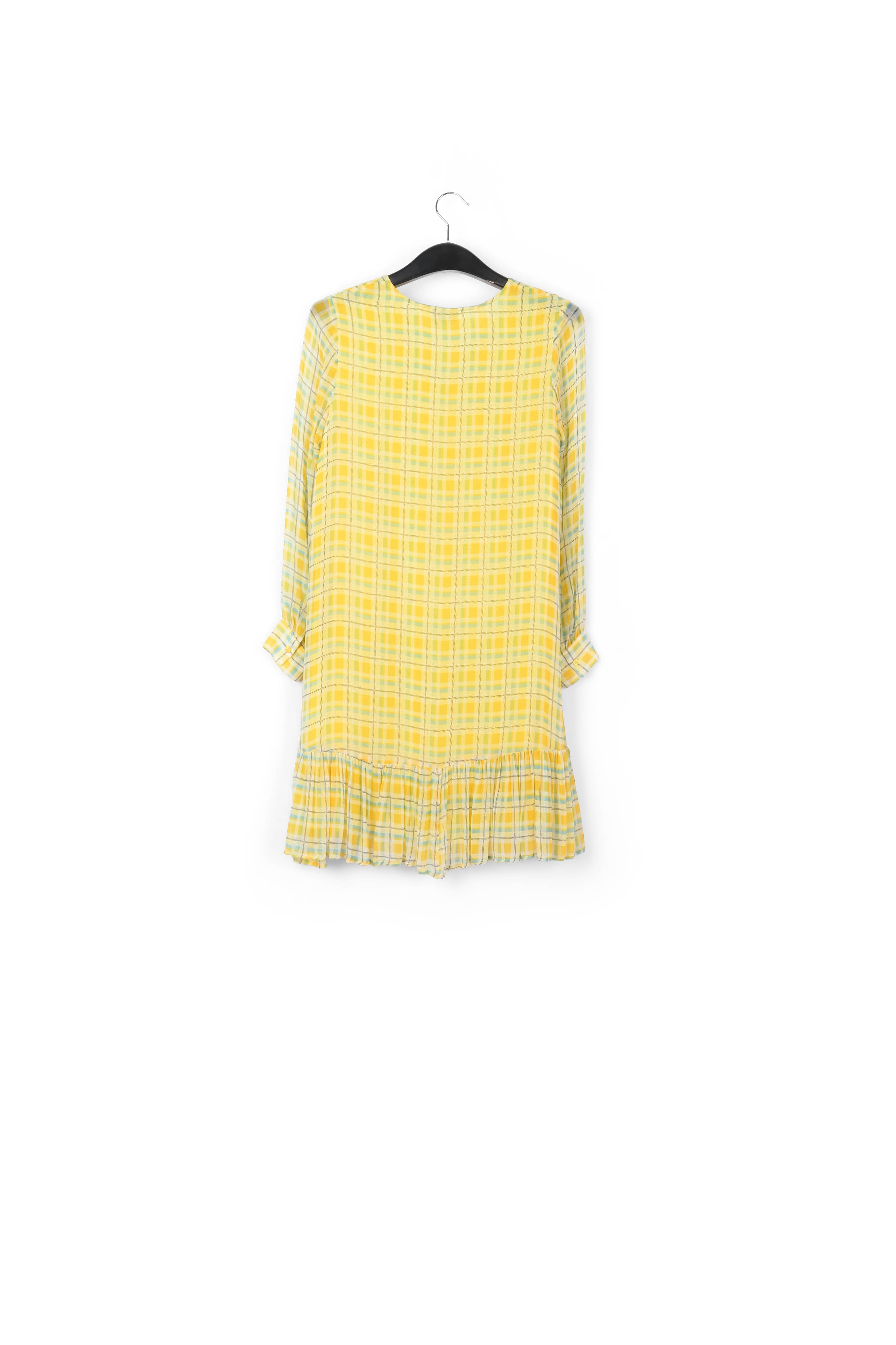 Yellow and light blue check mini dress RE—SSENTIEL | Essentiel second hand