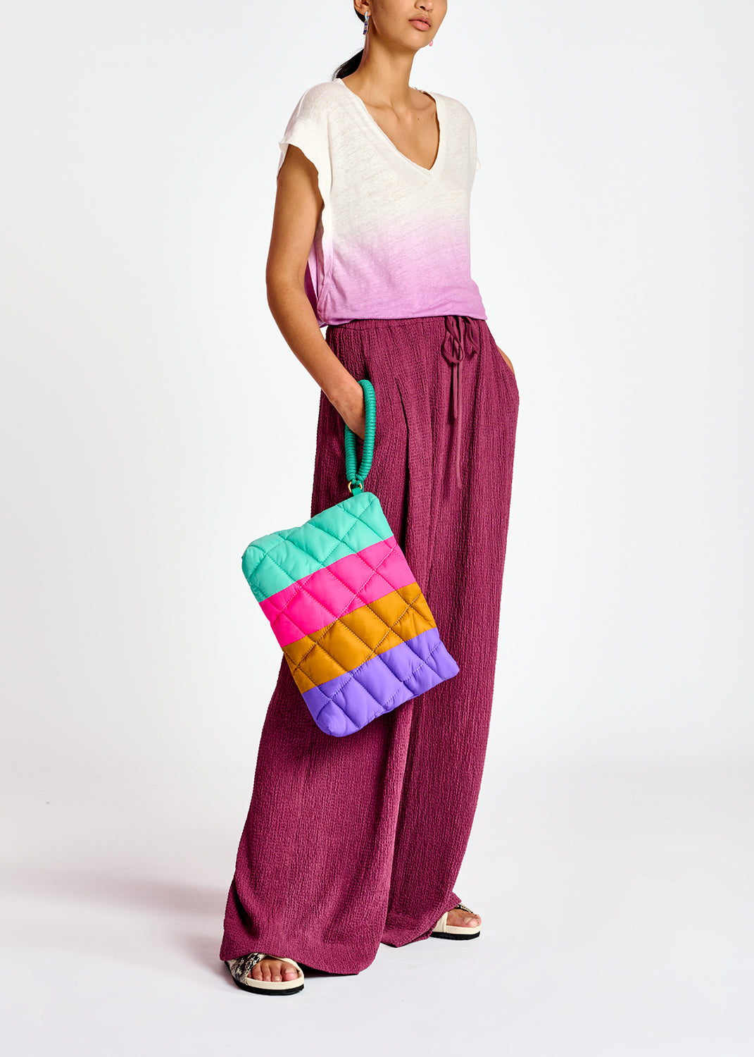 Lilac dip-dye linen t-shirt RE—SSENTIEL | Essentiel second hand