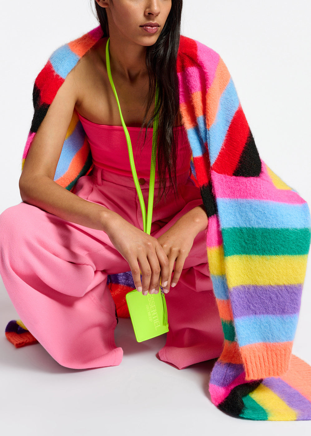 Multicolor striped midi-length cardigan RE—SSENTIEL | Essentiel second hand