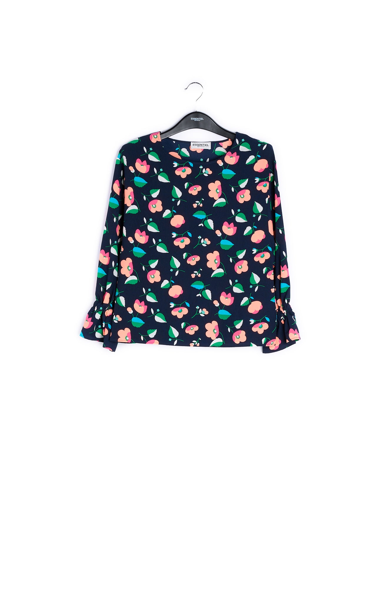Navy blue floral blouse RE—SSENTIEL | Essentiel second hand