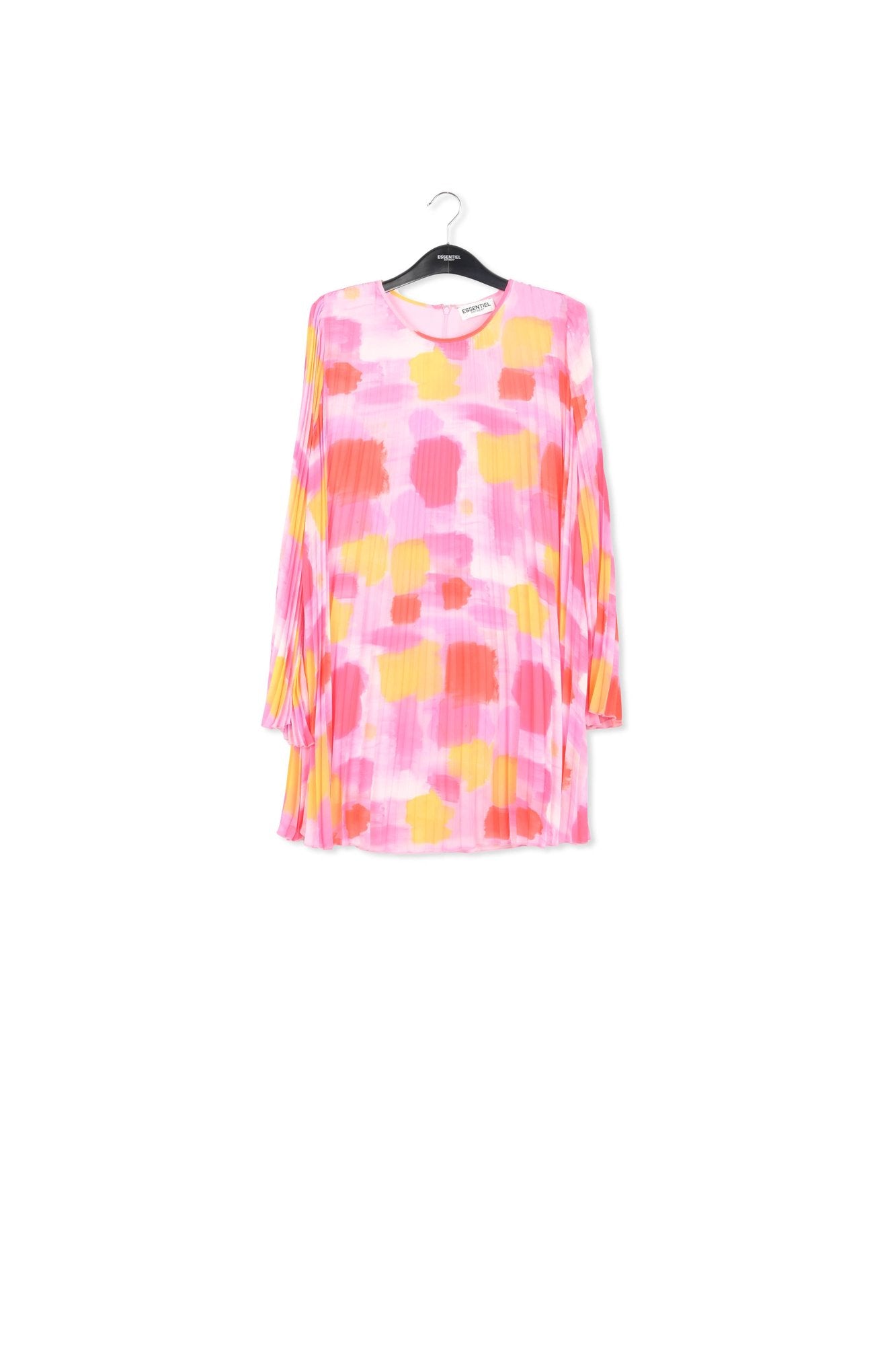 Dark blue printed plissé mini dress RE—SSENTIEL | Essentiel second hand