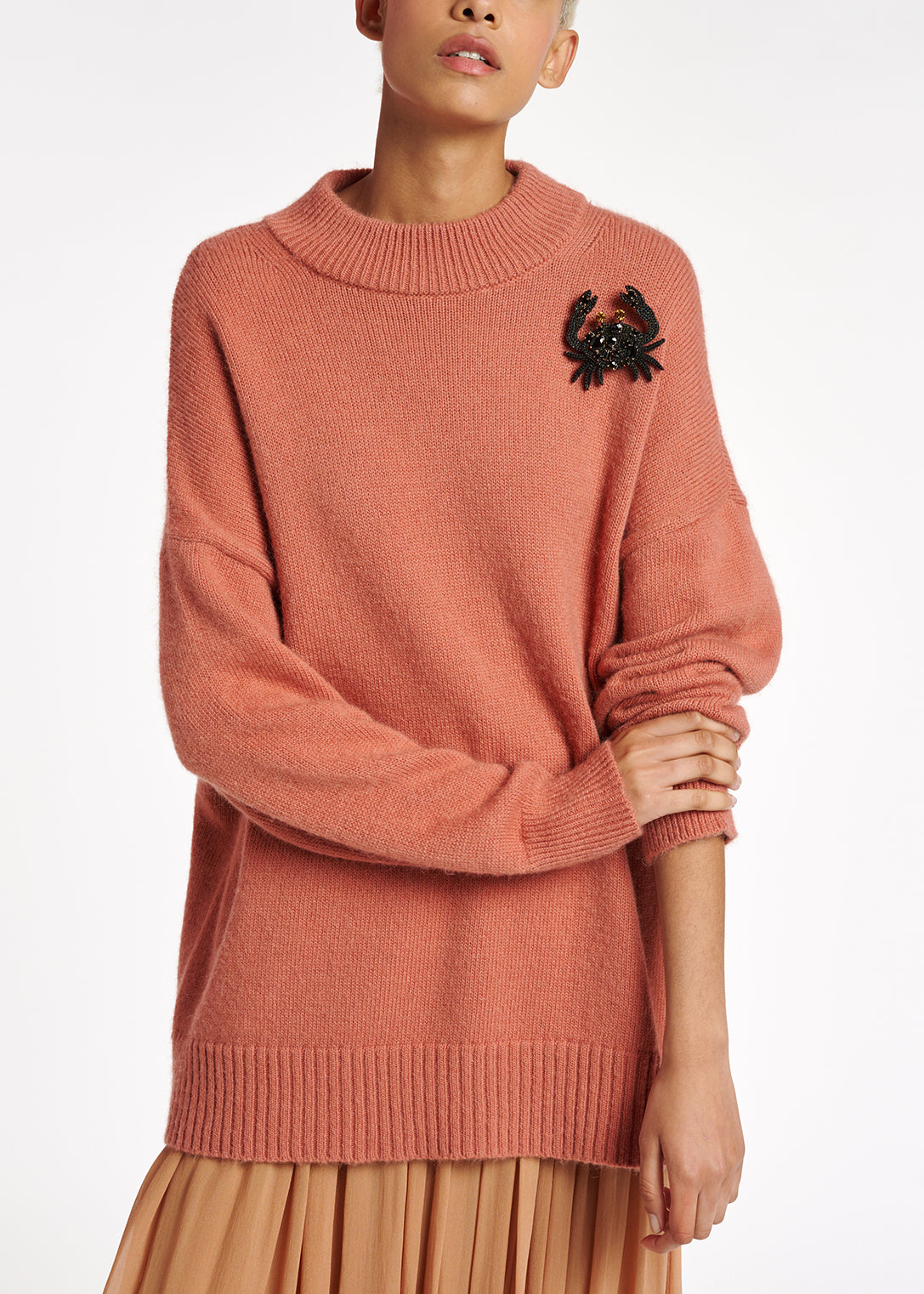 Long loose-fit lime pink sweater RE—SSENTIEL | Essentiel second hand