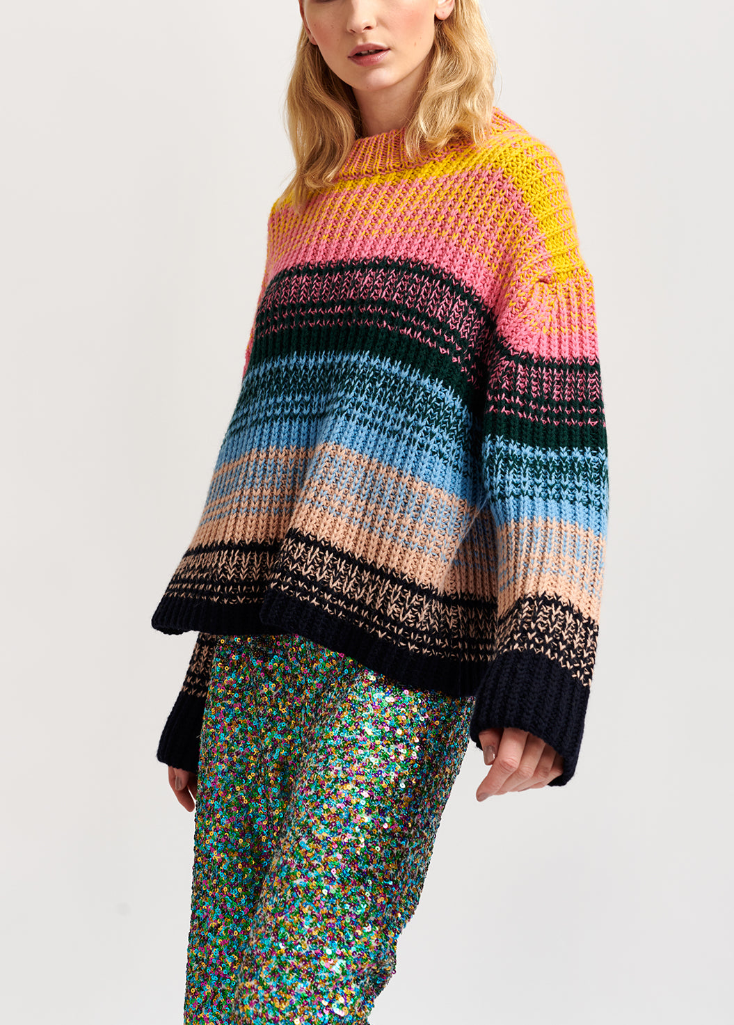 Pull côtelé multicolore en mélange de laine RE—SSENTIEL | Essentiel second hand