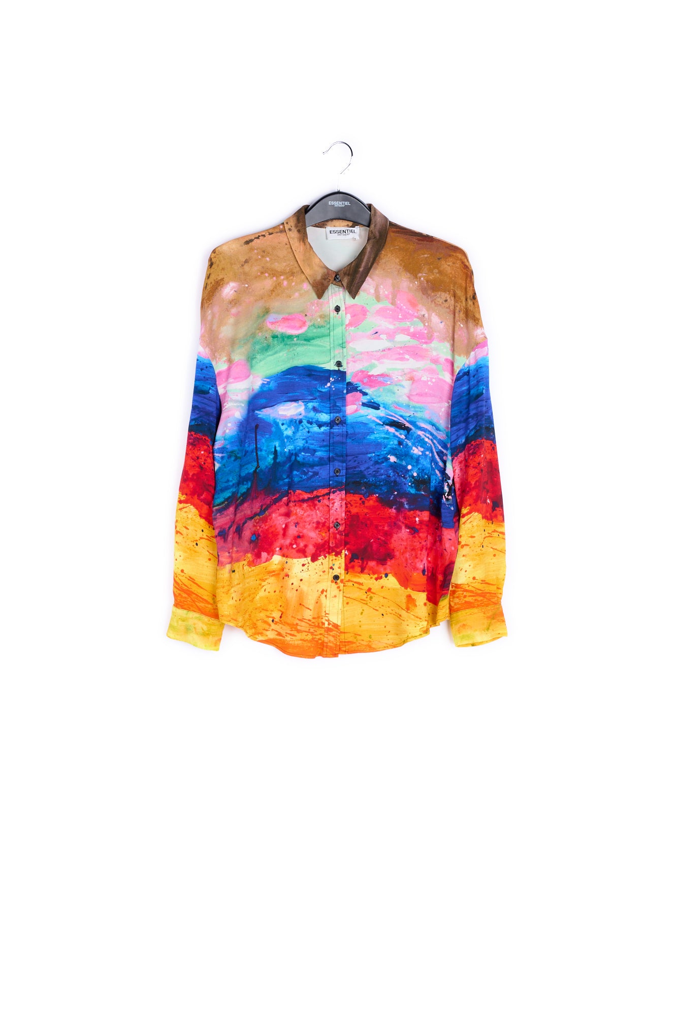 Multicolored oversized satin shirt RE—SSENTIEL | Essentiel second hand