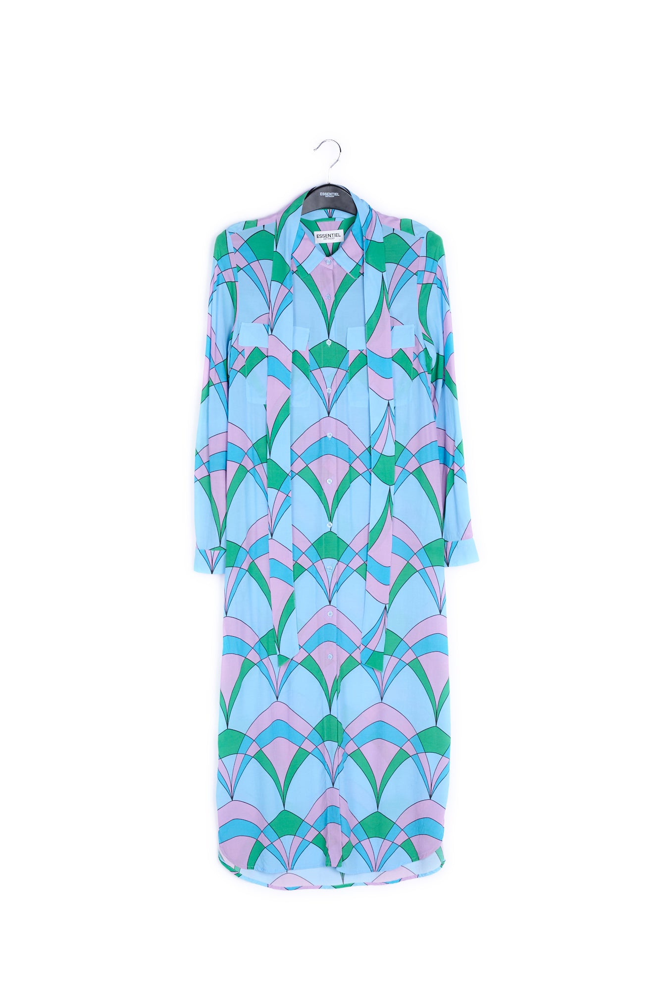 Light blue graphic print shirt dress RE—SSENTIEL | Essentiel second hand