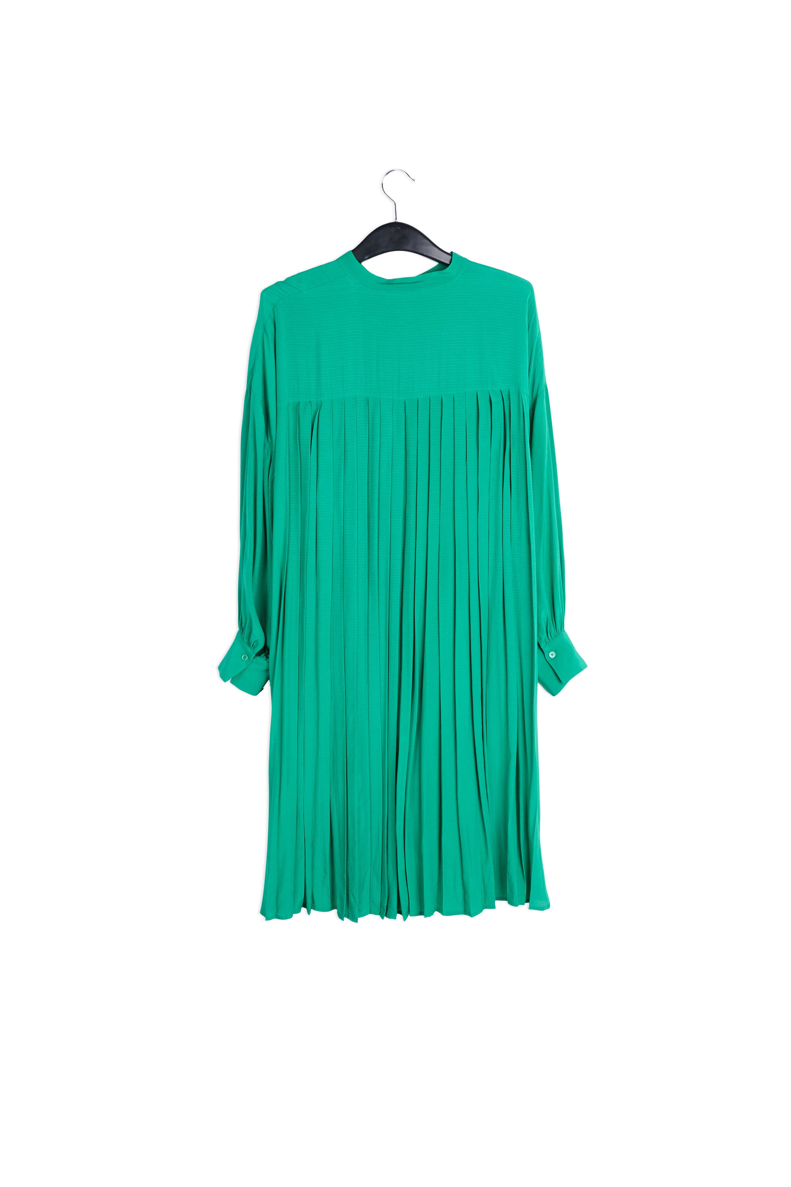 Green relaxed-fit shirt dress with plissé backside RE—SSENTIEL | Essentiel second hand