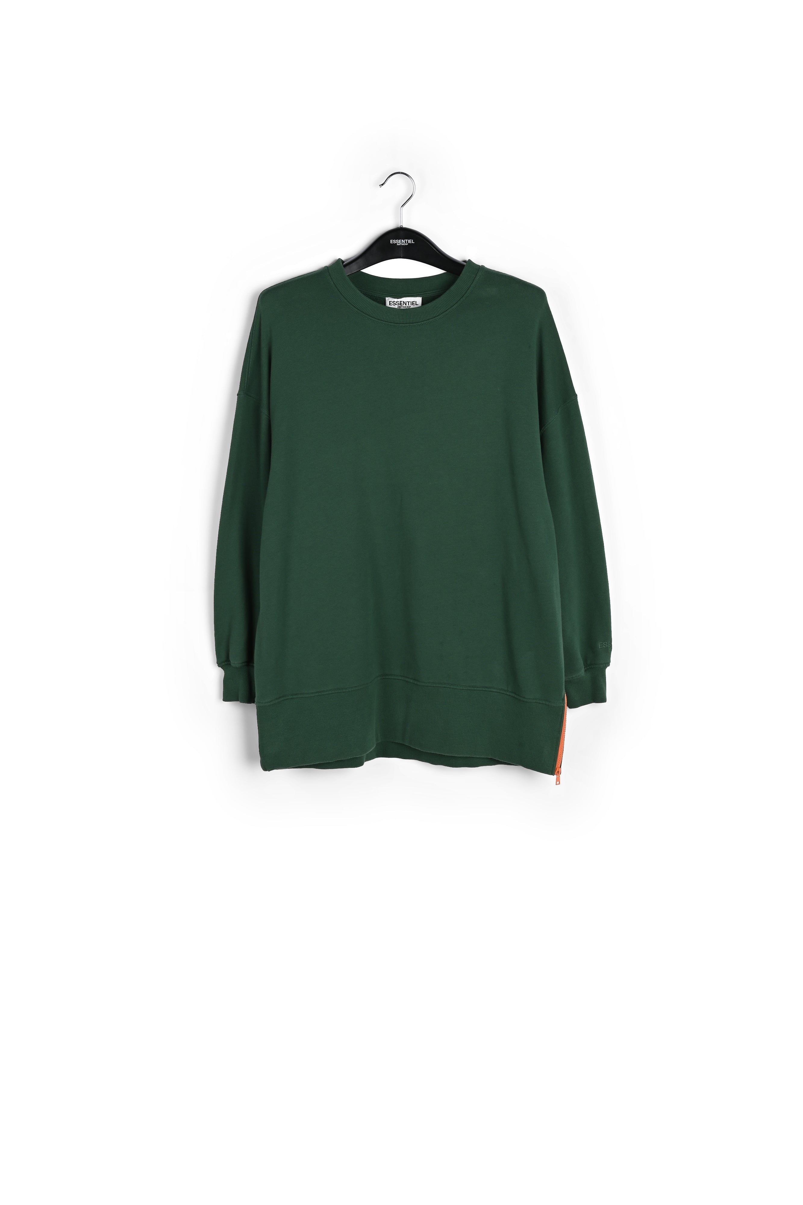 Dark green organic cotton sweatshirt with boxy cut RE—SSENTIEL | Essentiel second hand