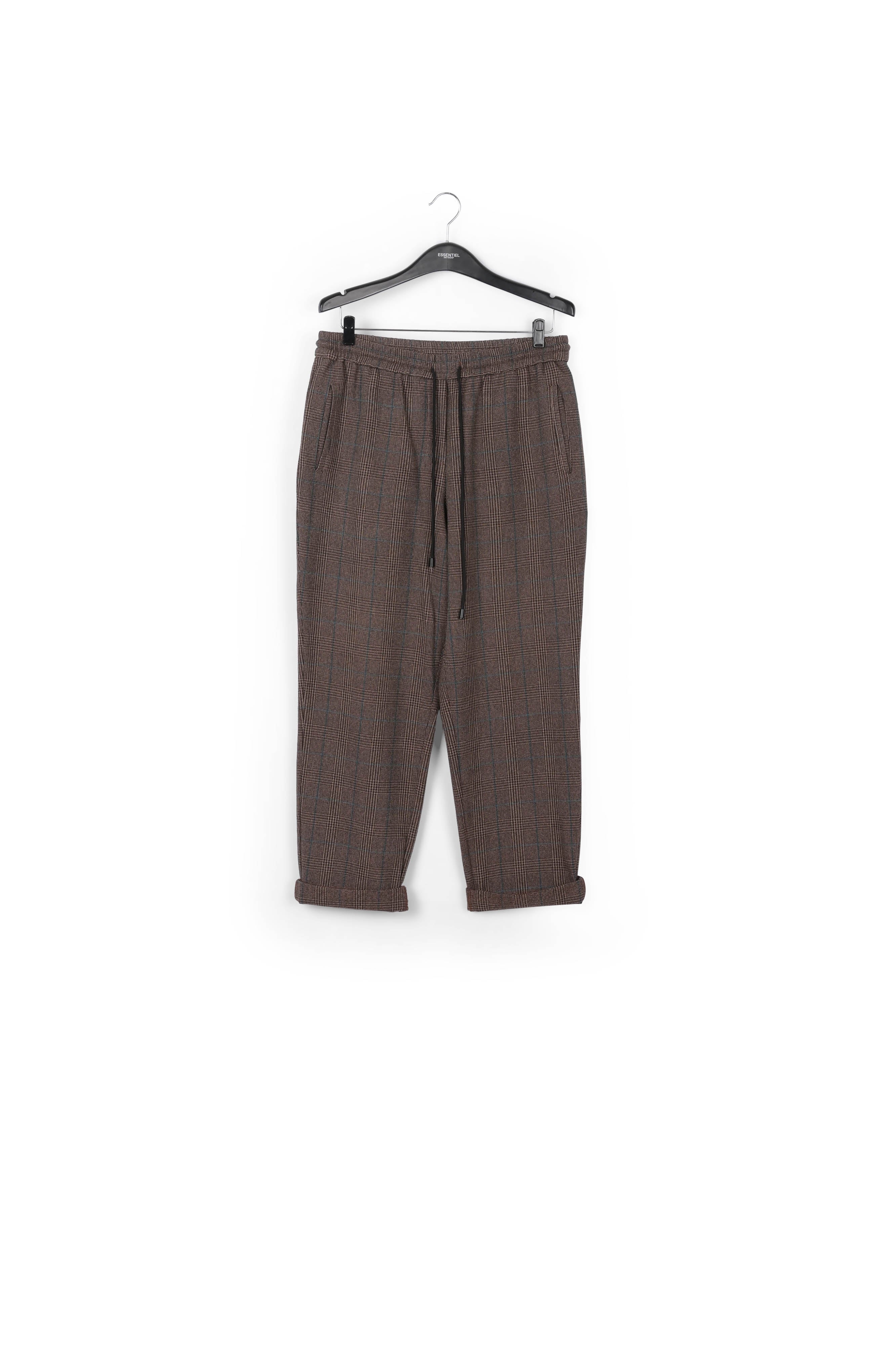 Brown pants with beige and pink check motif RE—SSENTIEL | Essentiel second hand