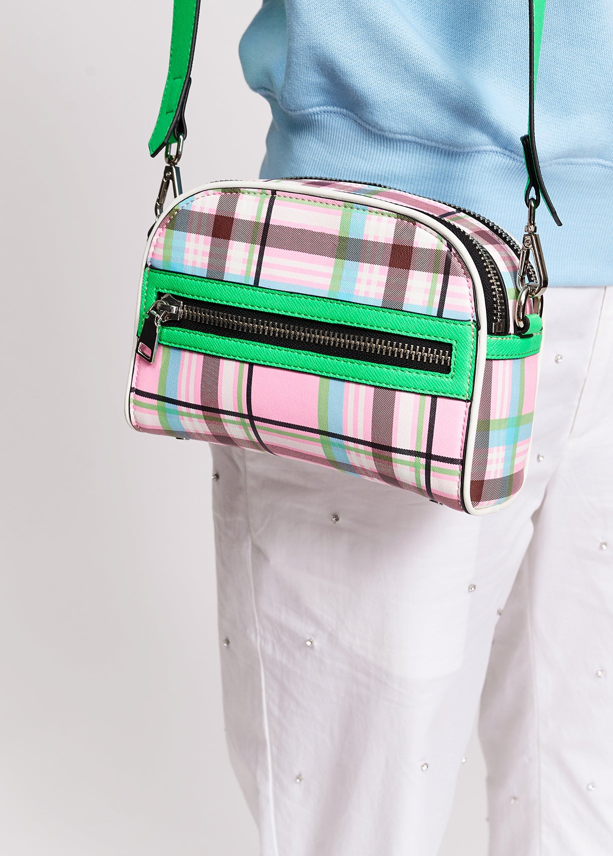 Pink and purple checked shoulder bag RE—SSENTIEL | Essentiel second hand