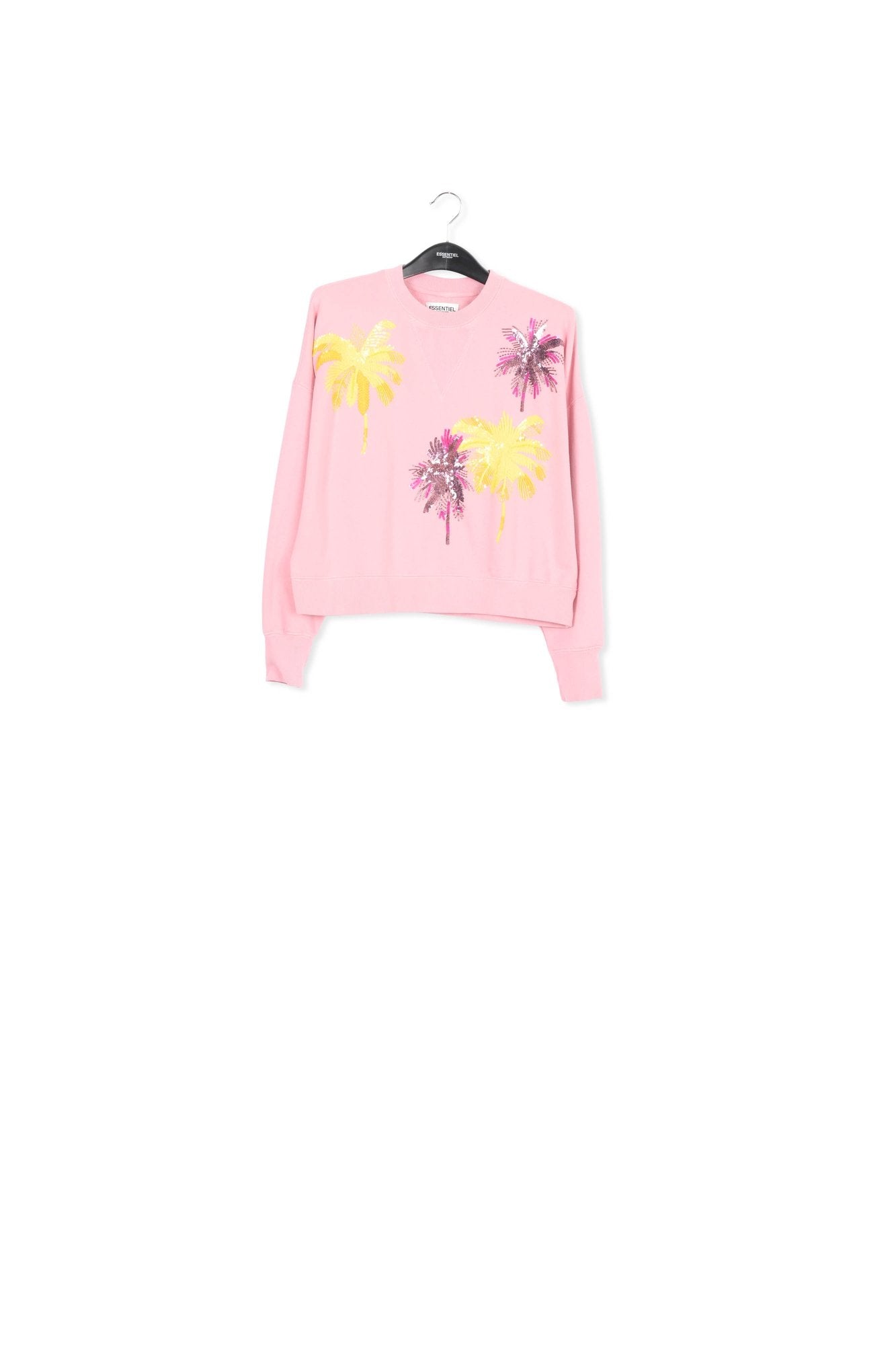 Vintage pink organic cotton sweatshirt with sequin and bead embroideries RE—SSENTIEL | Essentiel second hand