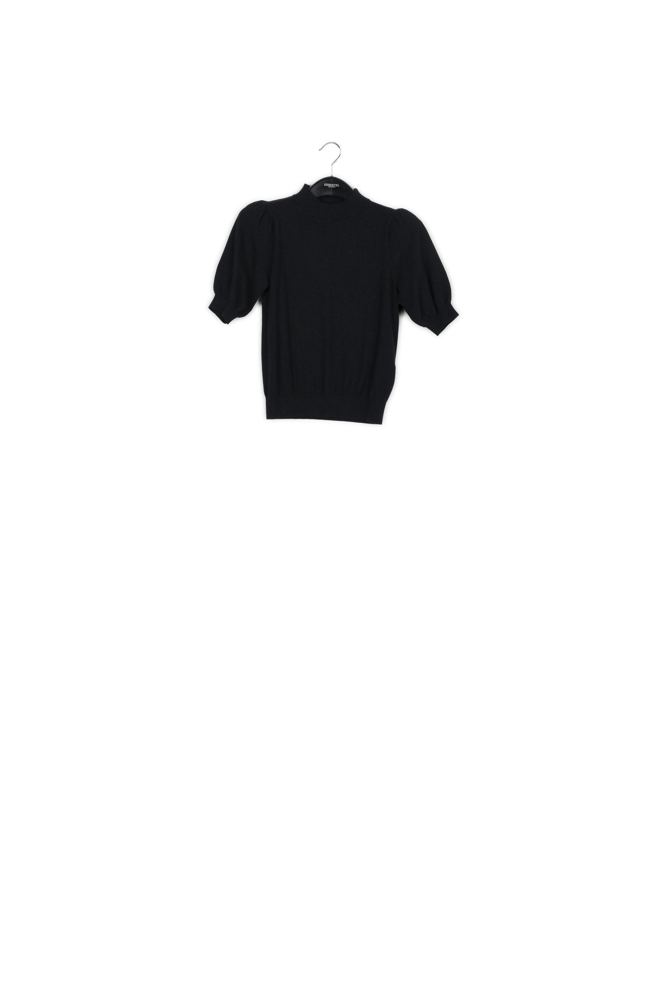 Pull noir à manches courtes et épaules bouffantes RE—SSENTIEL | Essentiel second hand