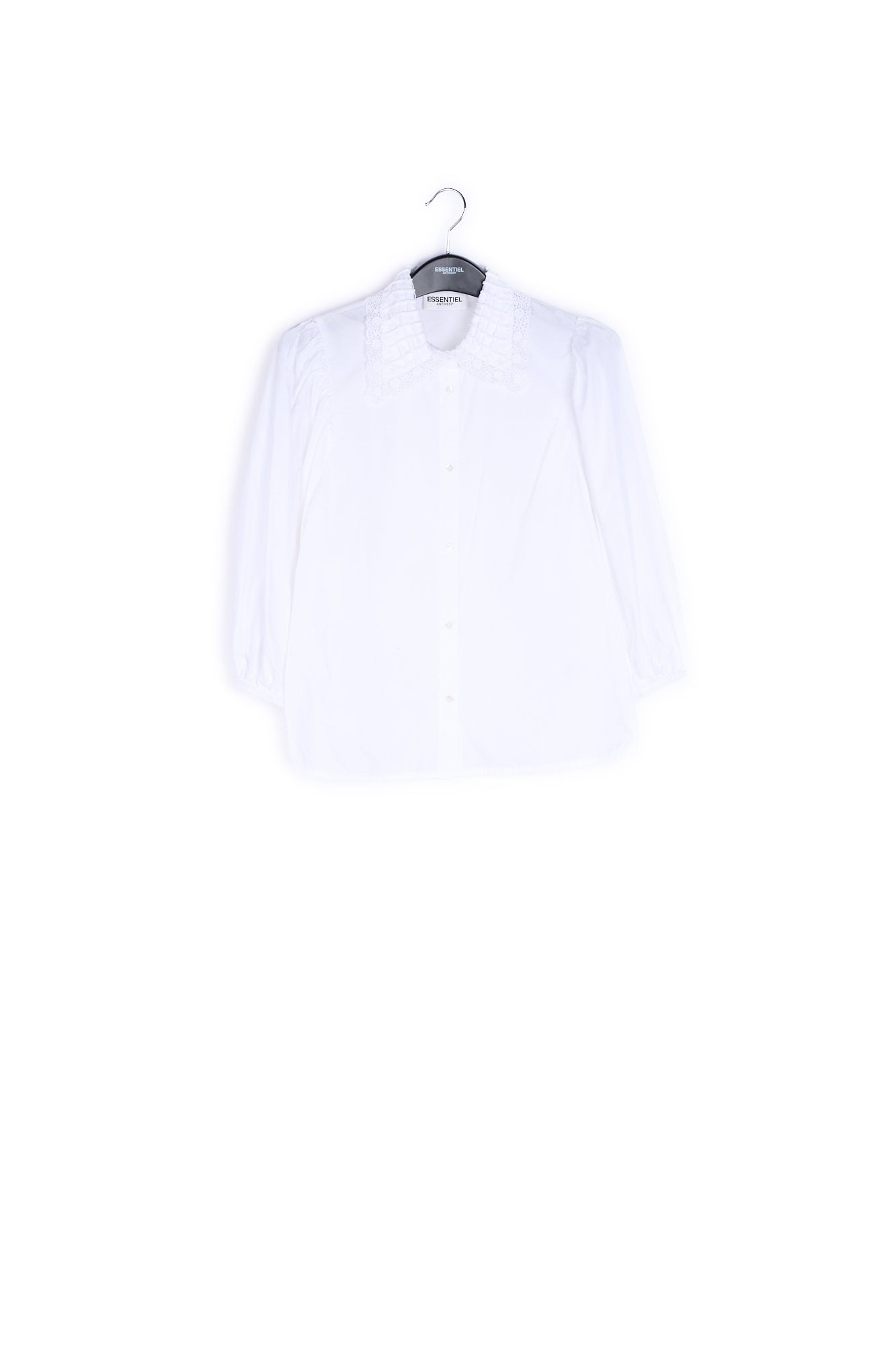 White cotton-poplin shirt with lace collar RE—SSENTIEL | Essentiel second hand