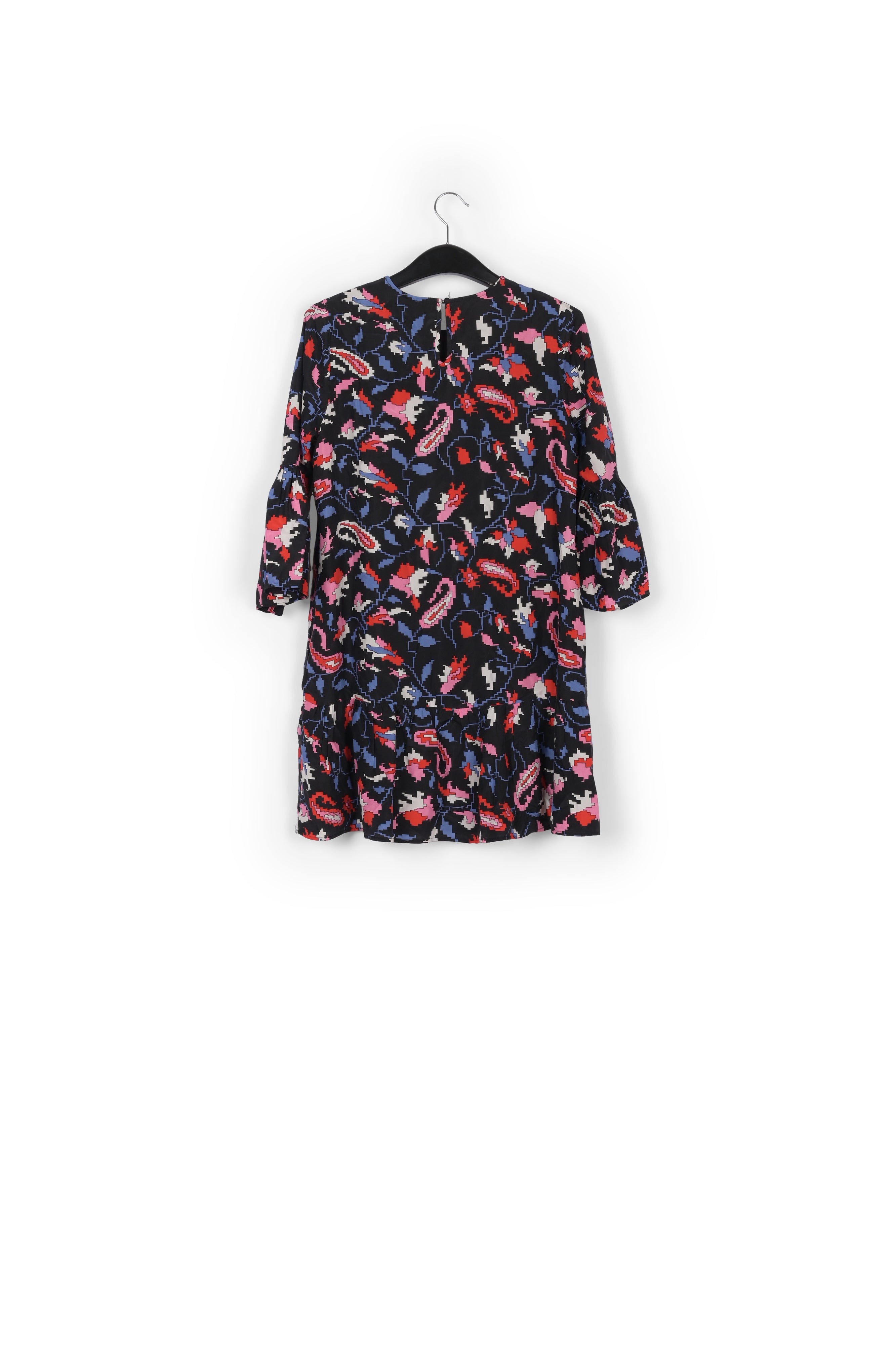 Brown silk dress with flower print RE—SSENTIEL | Essentiel second hand