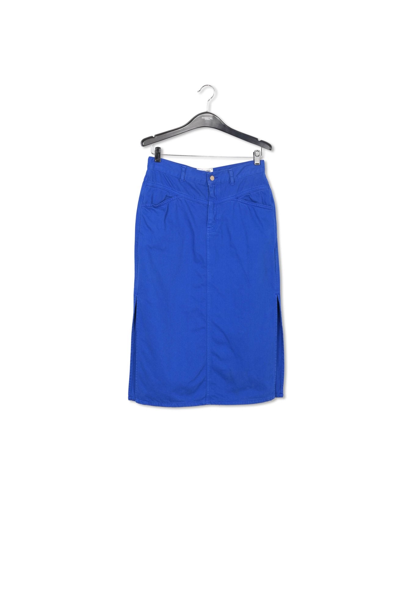 Blauwe kokerrok met hoge taille RE—SSENTIEL | Essentiel second hand