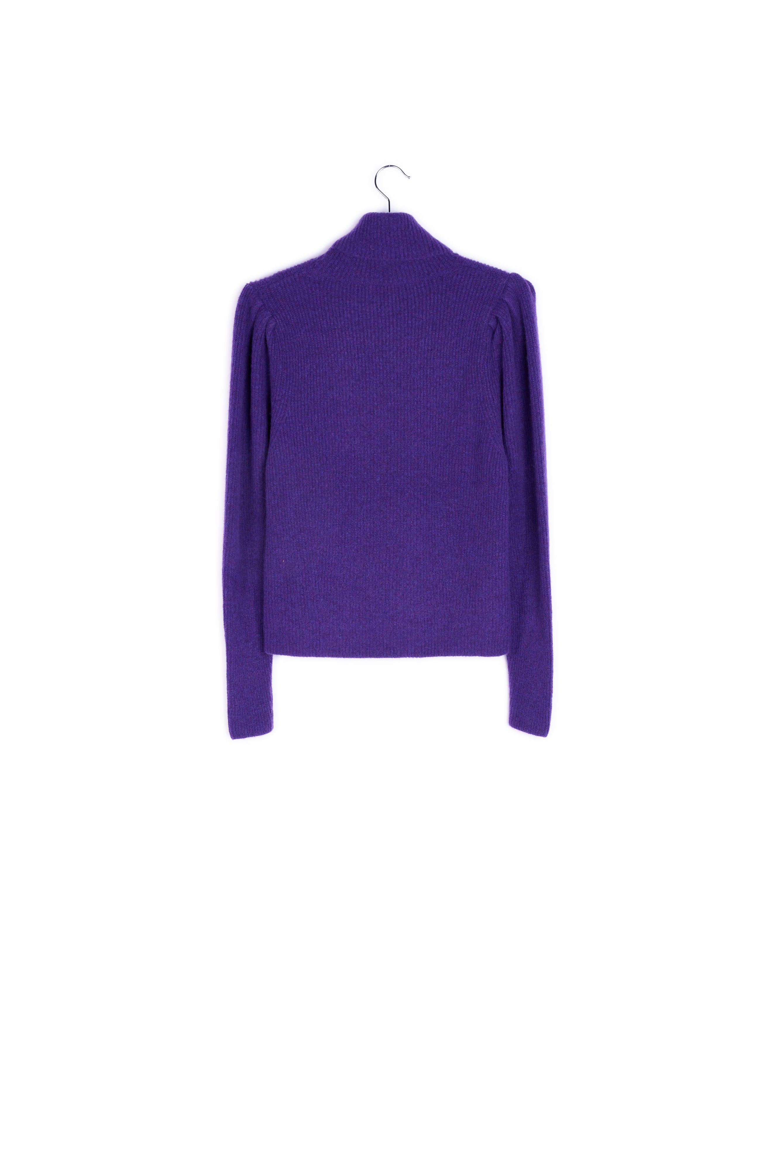 Purple turtleneck knit sweater with puffed shoulders RE—SSENTIEL | Essentiel second hand
