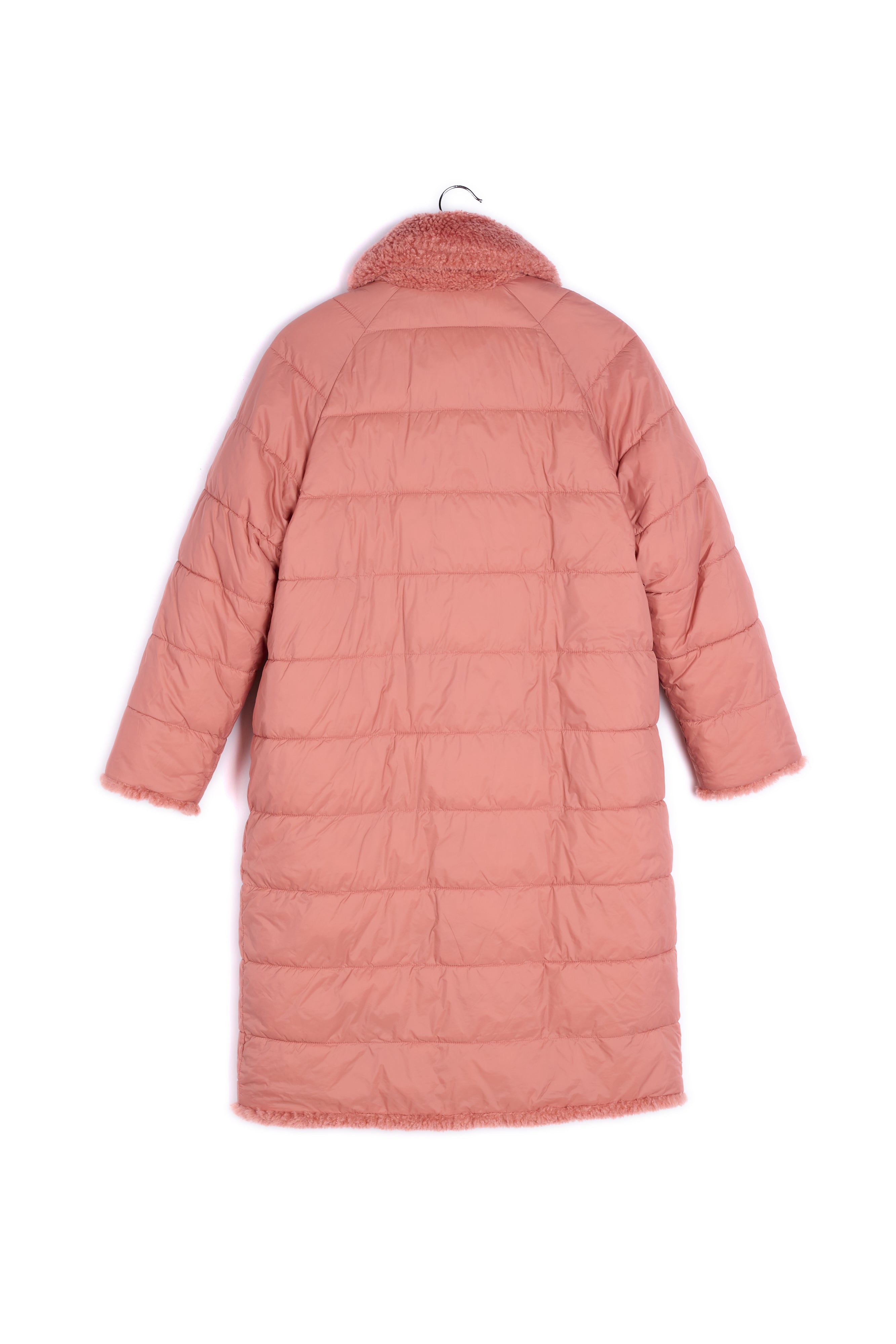 Pink faux fur puffer coat RE—SSENTIEL | Essentiel second hand