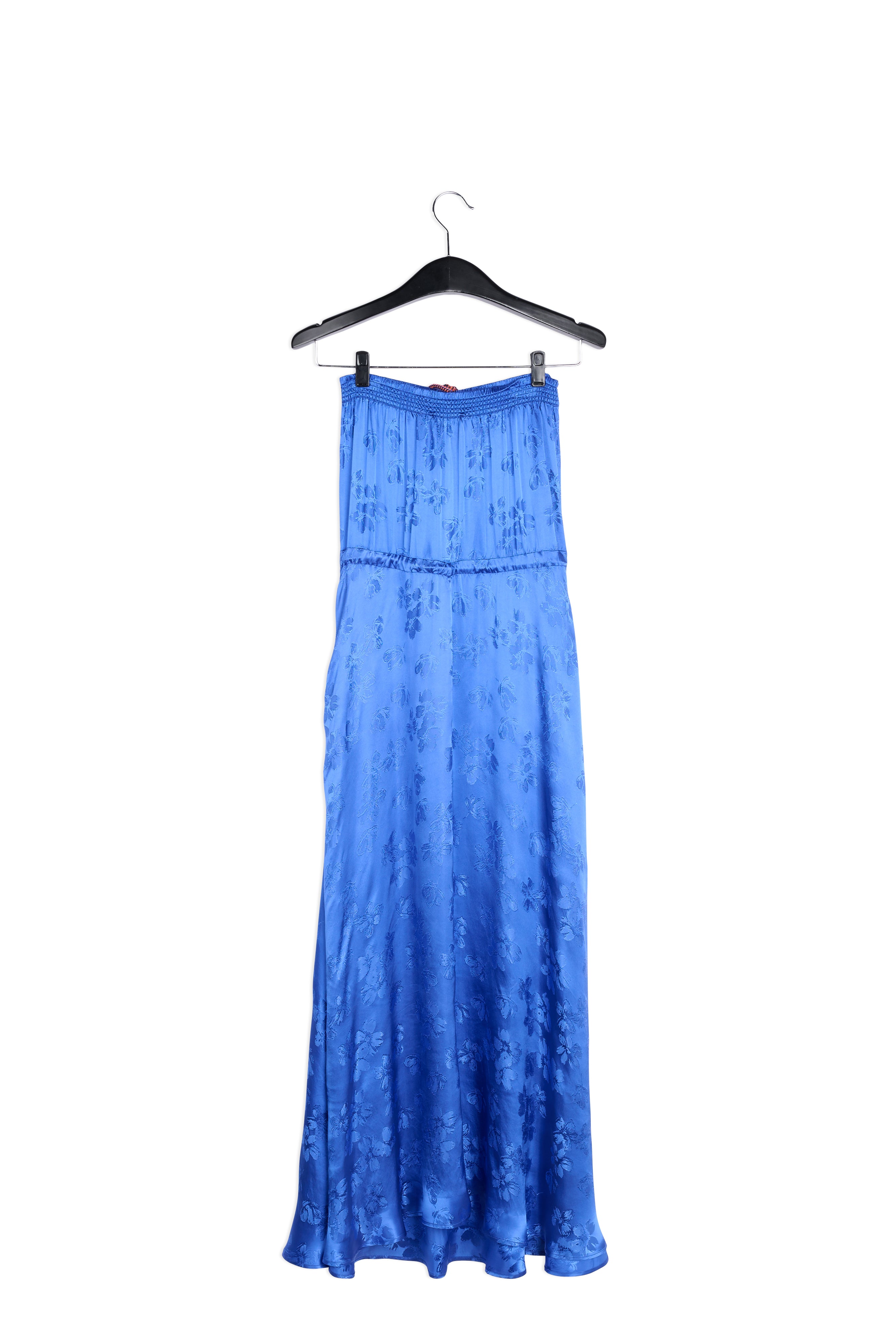 Cobalt blue floral-print jacquard maxi dress RE—SSENTIEL | Essentiel second hand