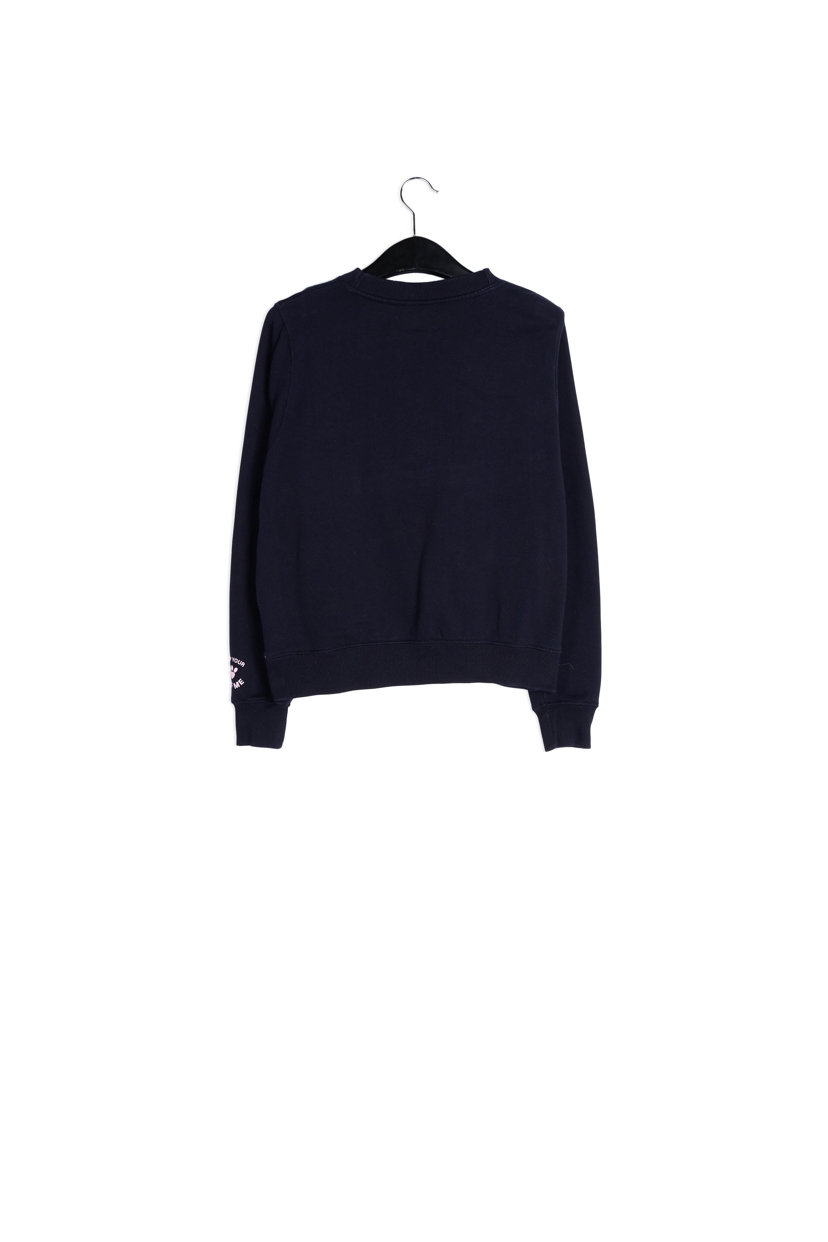 Blue cotton sweatshirt with pink sequin panther RE—SSENTIEL | Essentiel second hand