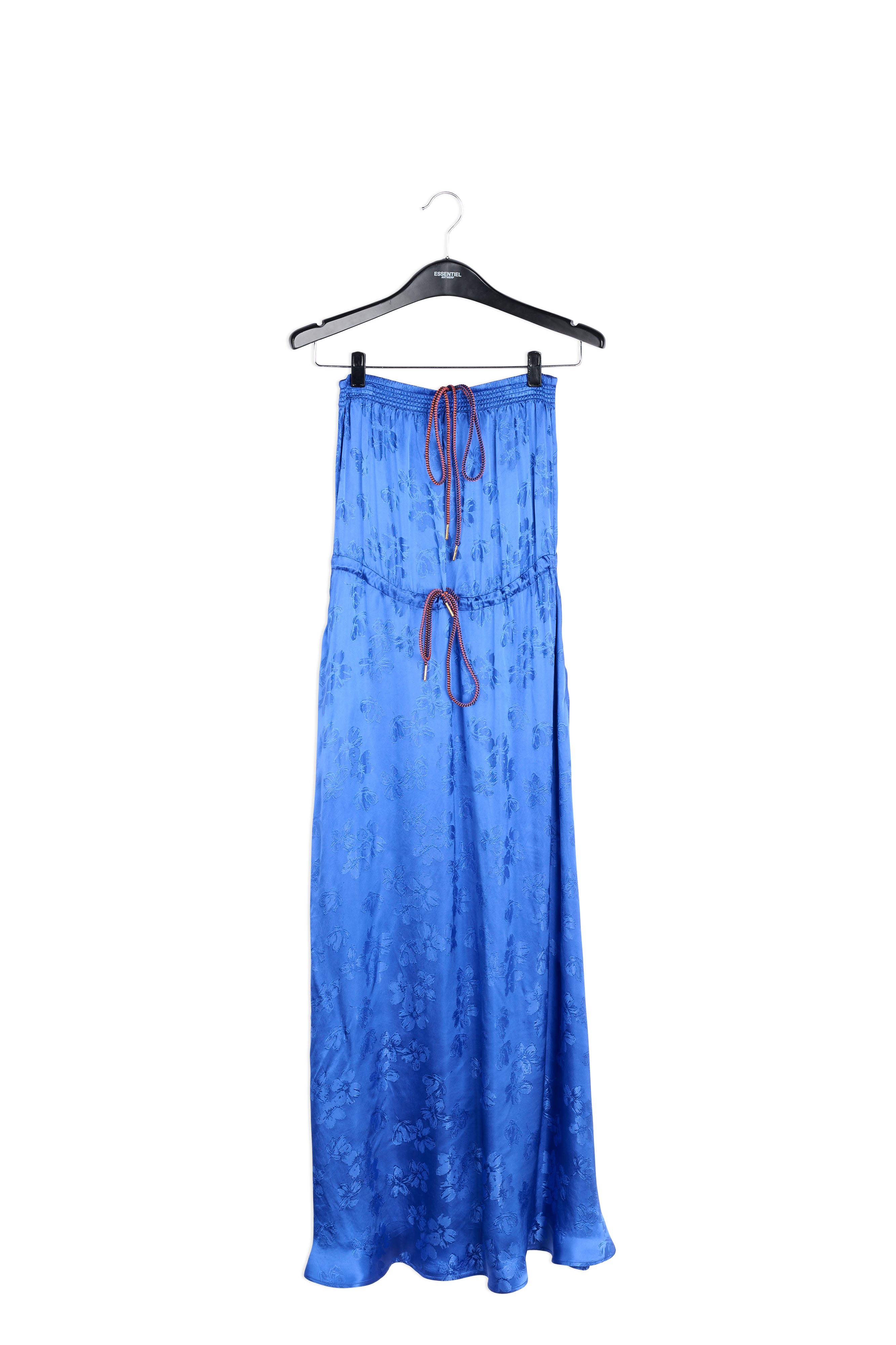 Cobalt blue floral-print jacquard maxi dress RE—SSENTIEL | Essentiel second hand