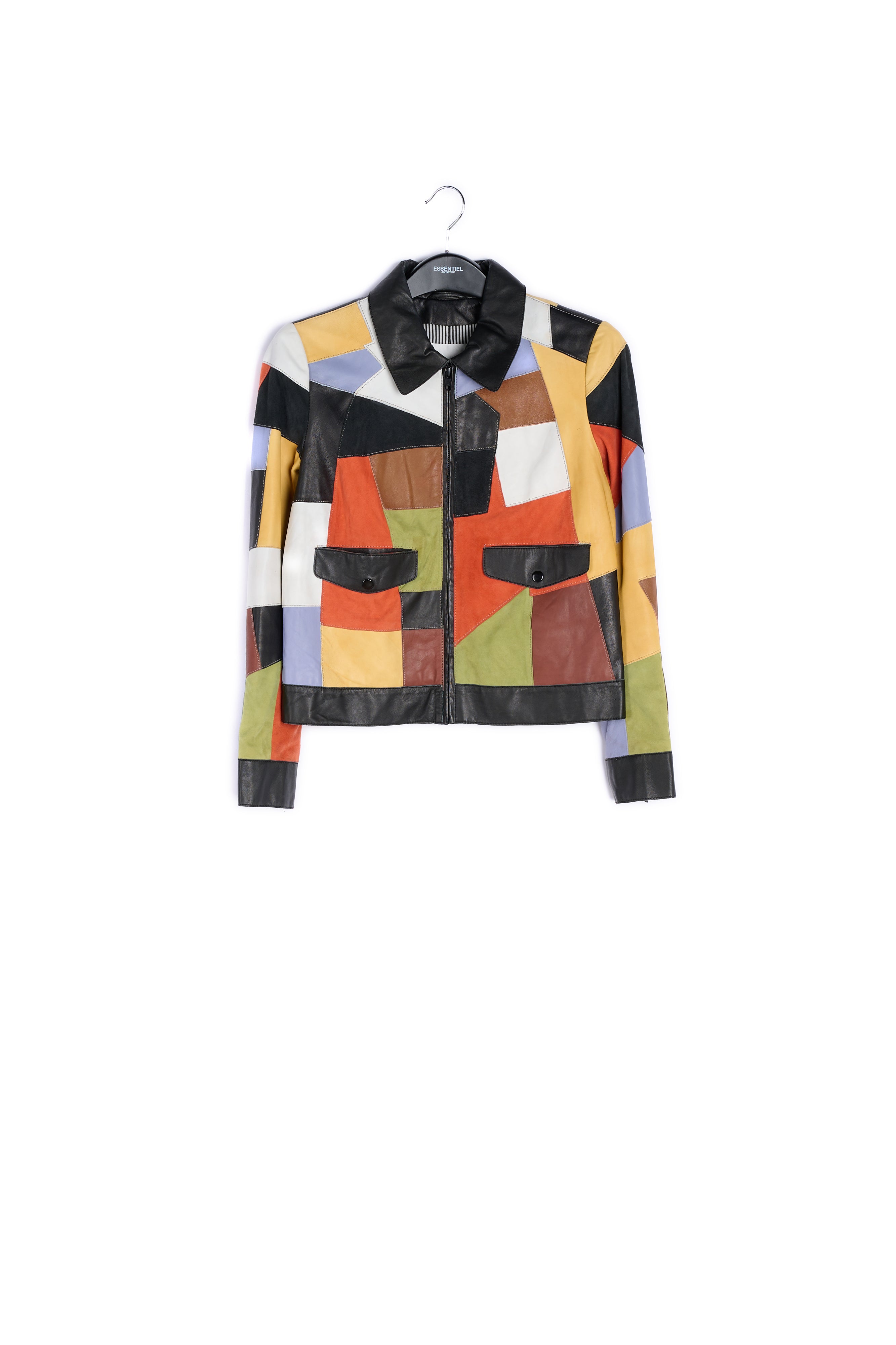 Leather patchwork jacket RE—SSENTIEL | Essentiel second hand