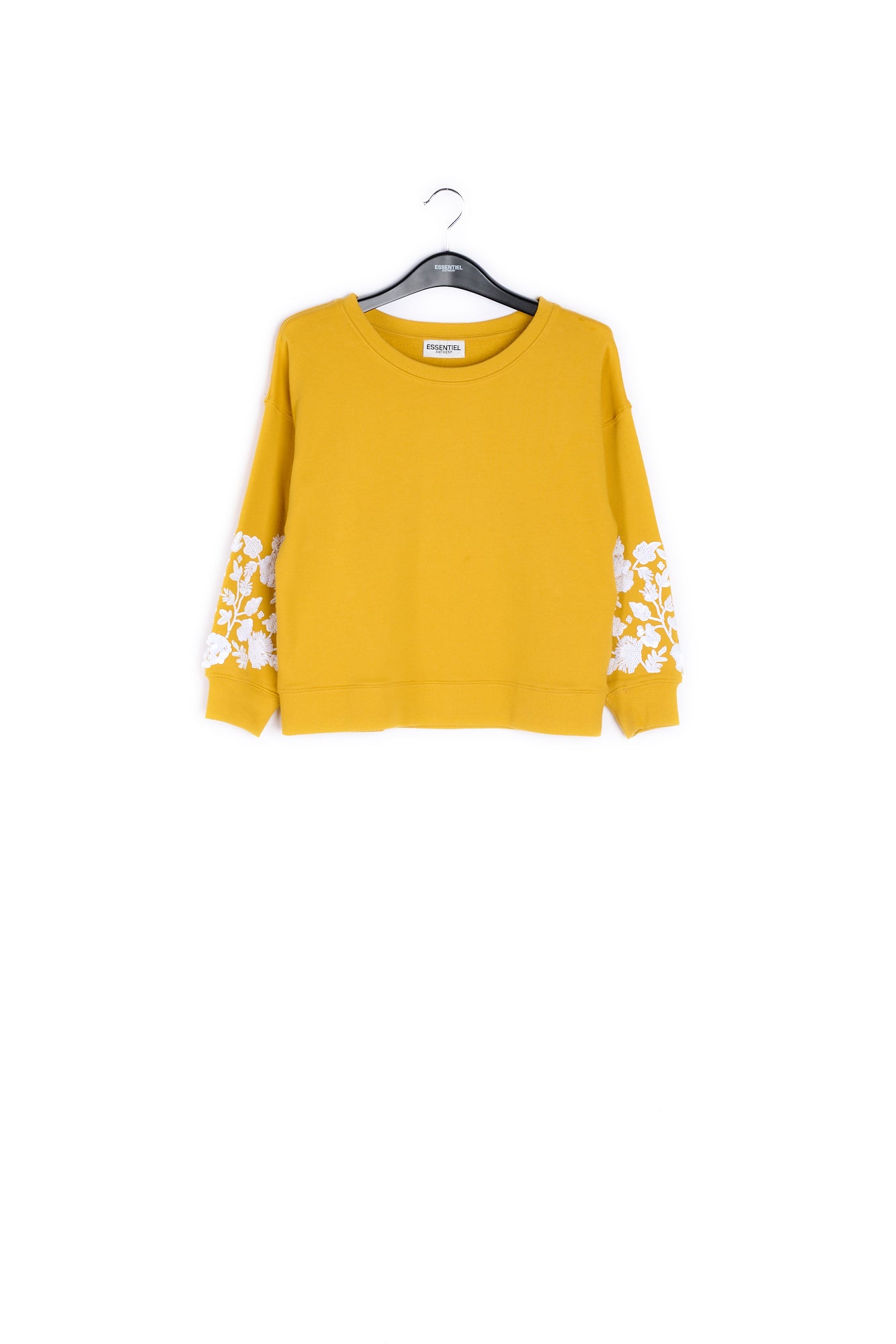 Yellow sweatshirt with white floral embroidery RE—SSENTIEL | Essentiel second hand