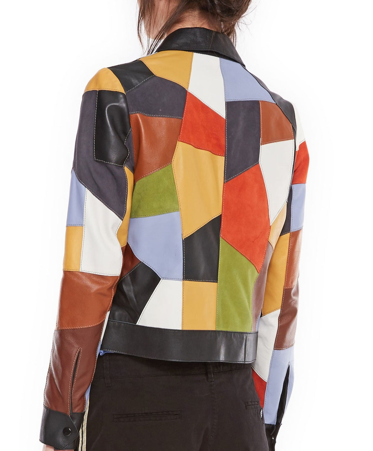 Leather patchwork jacket RE—SSENTIEL | Essentiel second hand